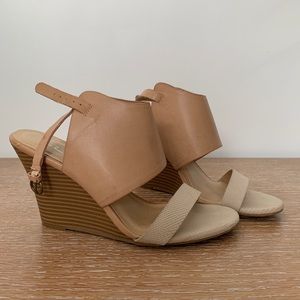 Nude sandal wedge heels